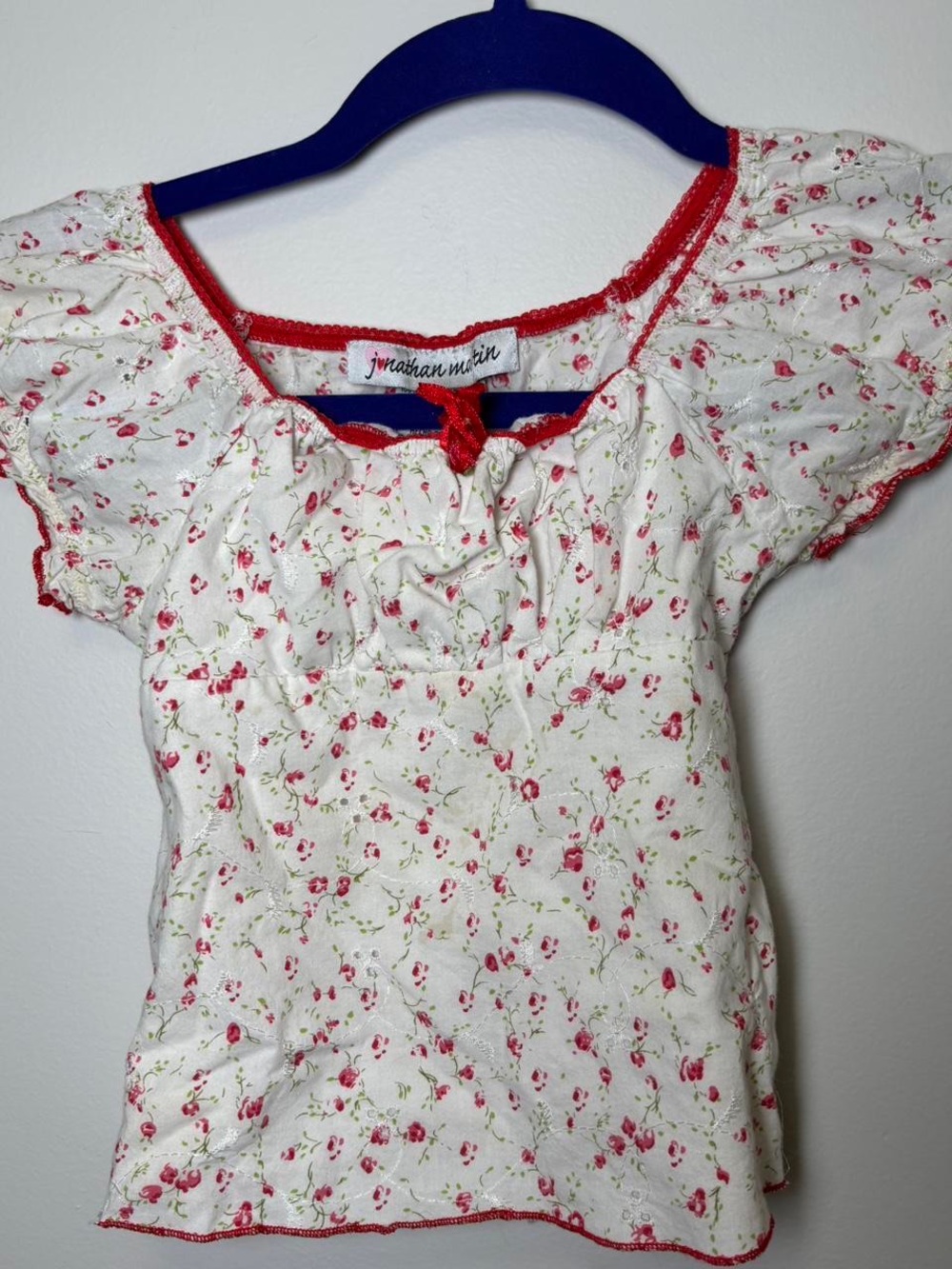 jonathan martin White Floral Top with Pink Accents